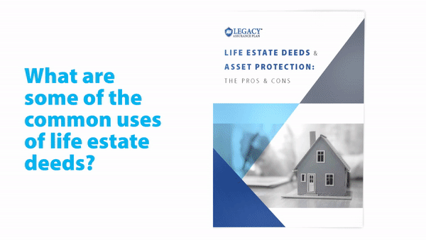 Booklet opening animation of our free requestable booklet 'Life Estate Deeds and Asset Protection: The Pros & Cons'